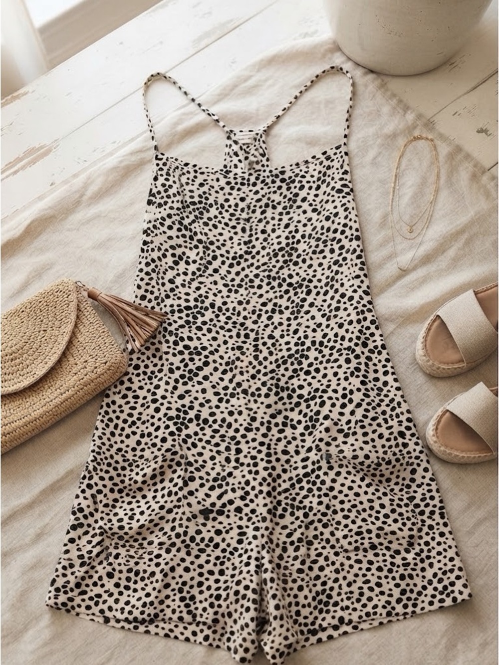 aerie Cream and brown Dalmatian-Spot Mini Dress